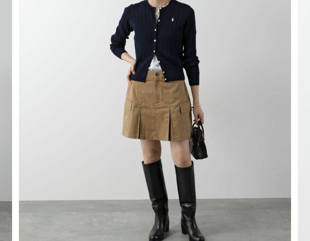 ラルフローレン　ミニケーブル　カーディガン　紺　160 QRコードタグ