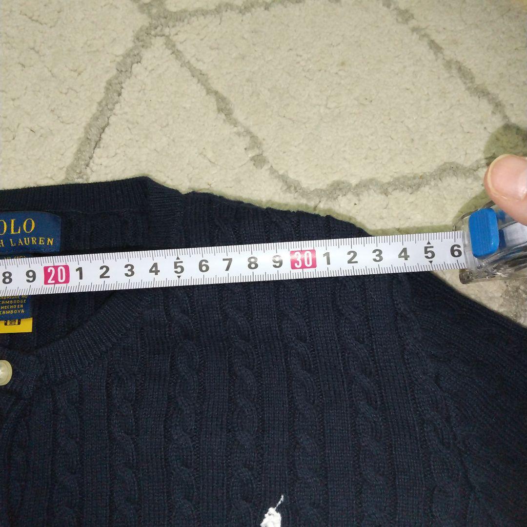 ラルフローレン　ミニケーブル　カーディガン　紺　160 QRコードタグ