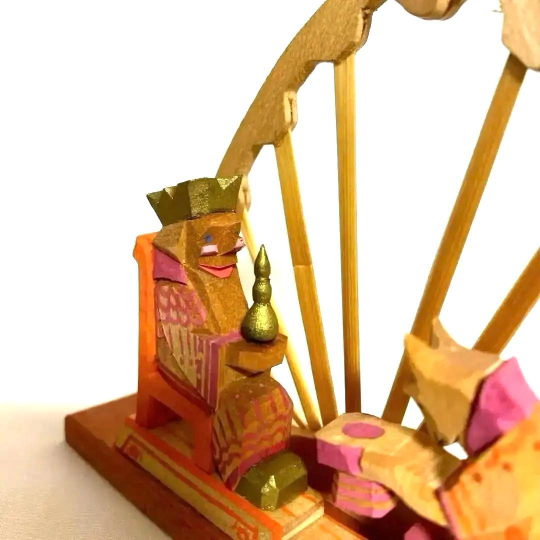 ドイツ製　ザイフェン　エルツ　木彫りの置物　王様と犬　オブジェ　クリスマス　貴重