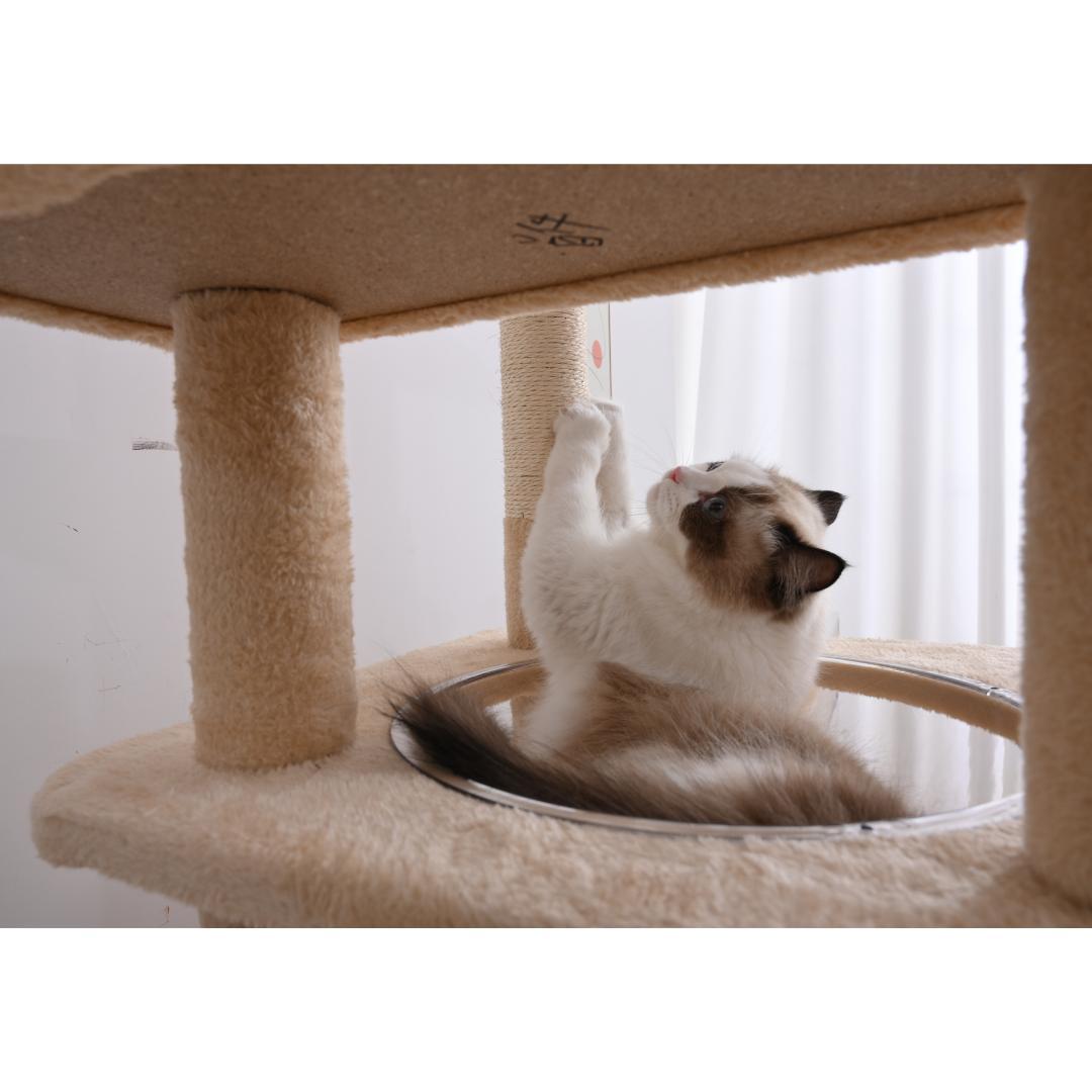 据え置き型 麻紐 爪とぎ 多頭飼い 宇宙船キャットタワー 据え置き型