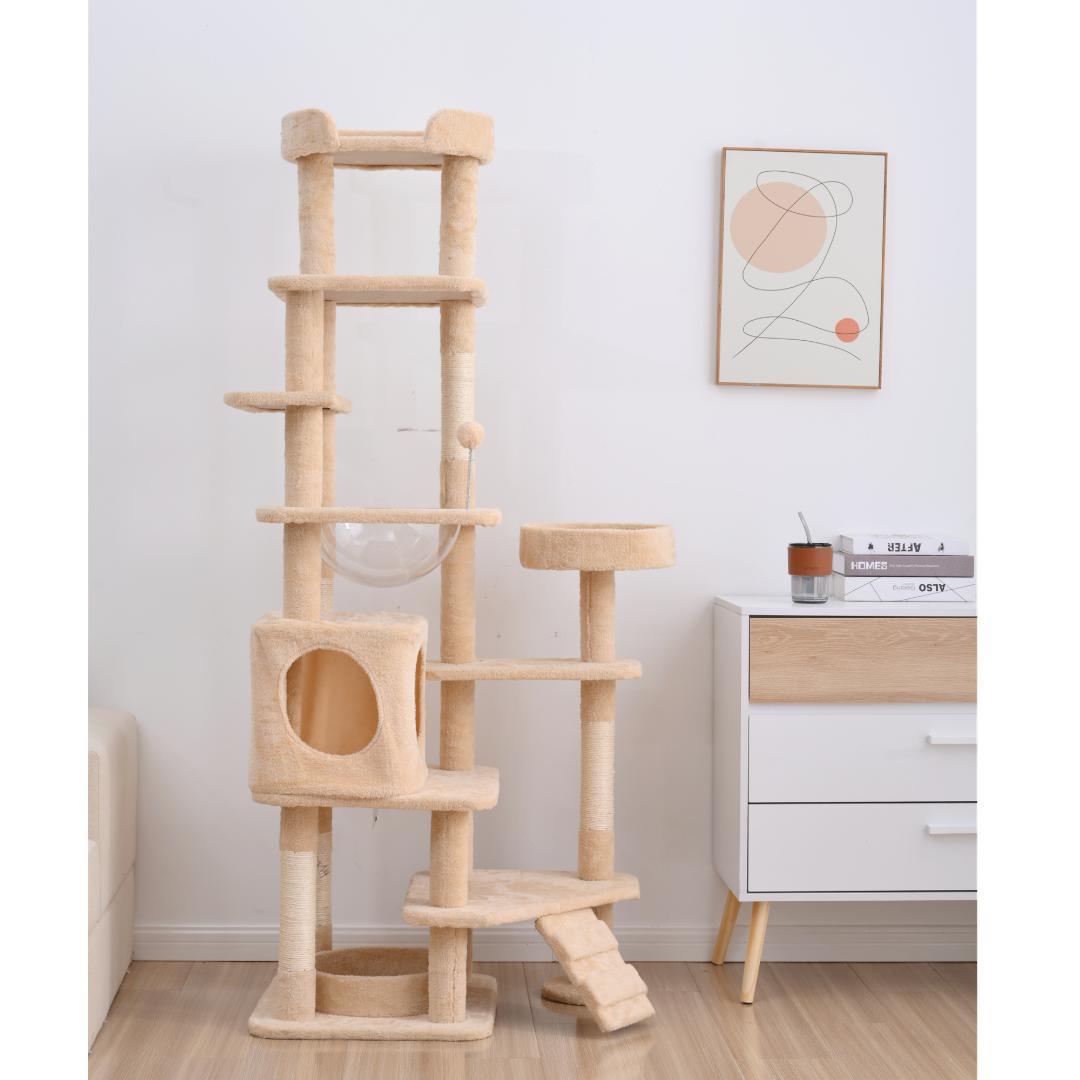 据え置き型 麻紐 爪とぎ 多頭飼い 宇宙船キャットタワー 据え置き型