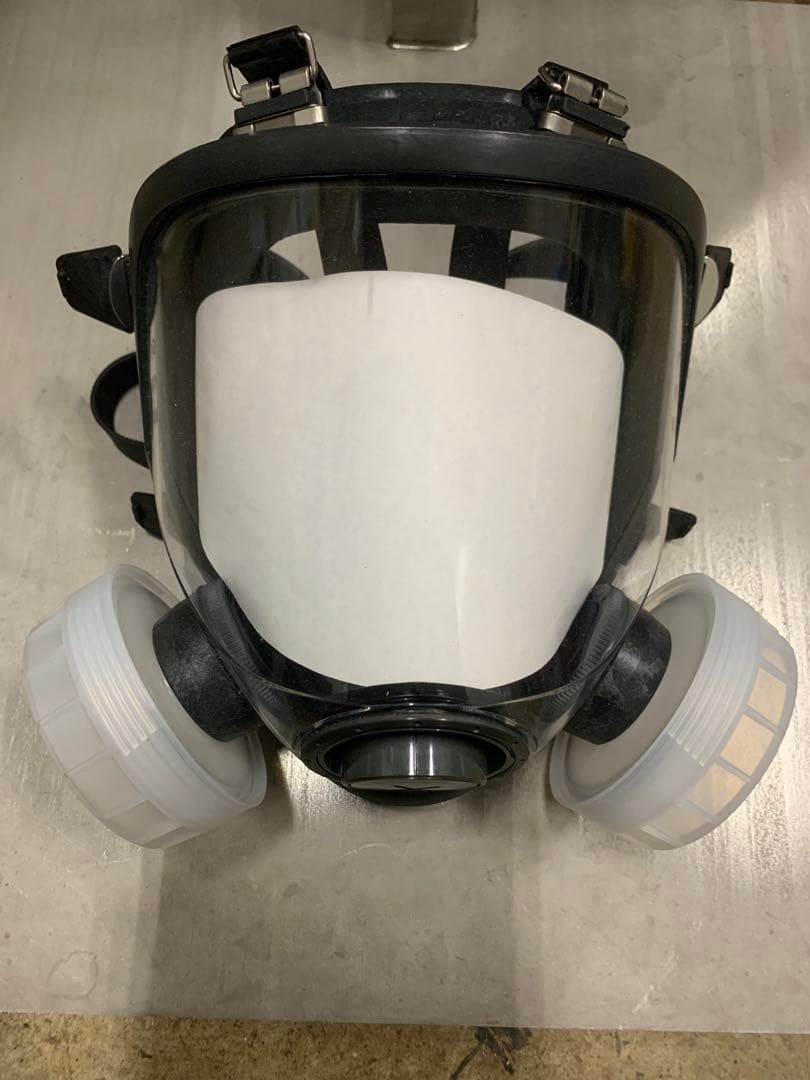 新品 シゲマツ直結式小型防毒マスクGM165（新品吸収缶2個付き）Mサイズ