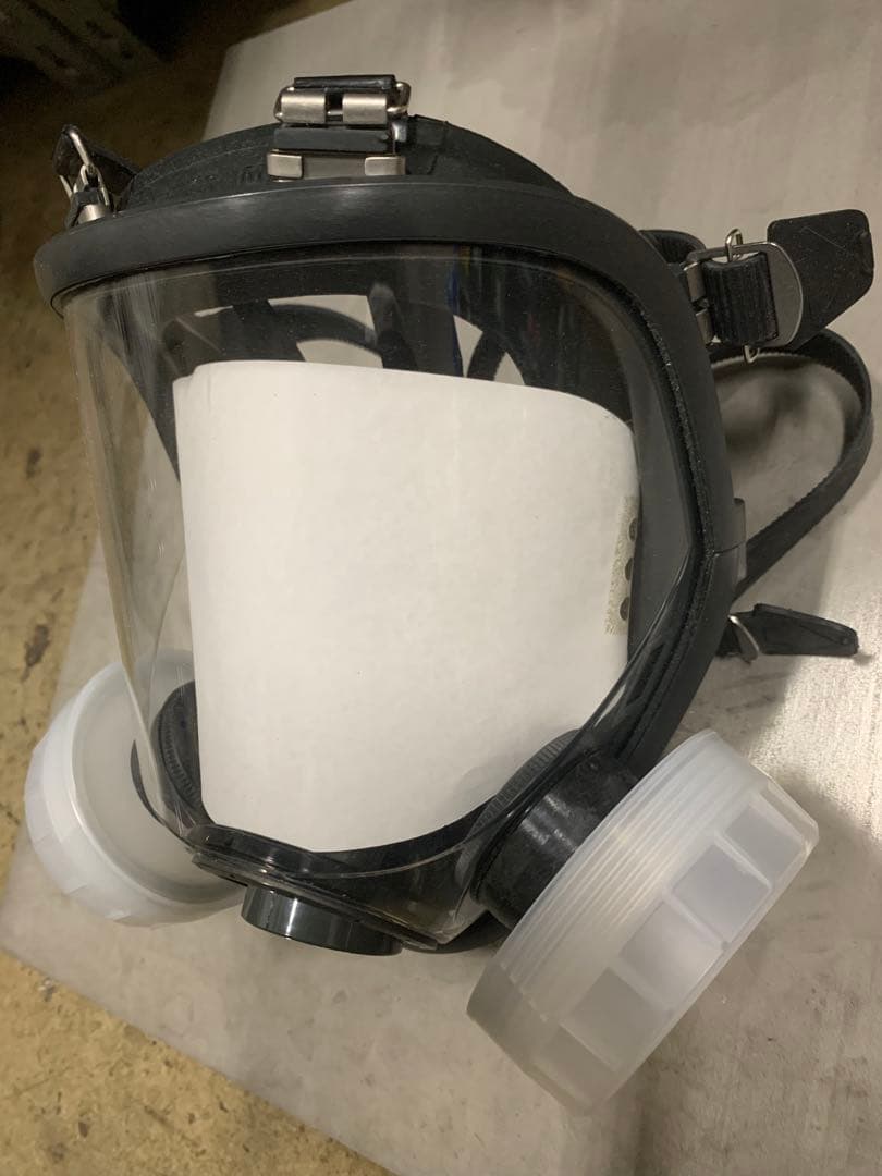 新品 シゲマツ直結式小型防毒マスクGM165（新品吸収缶2個付き）Mサイズ