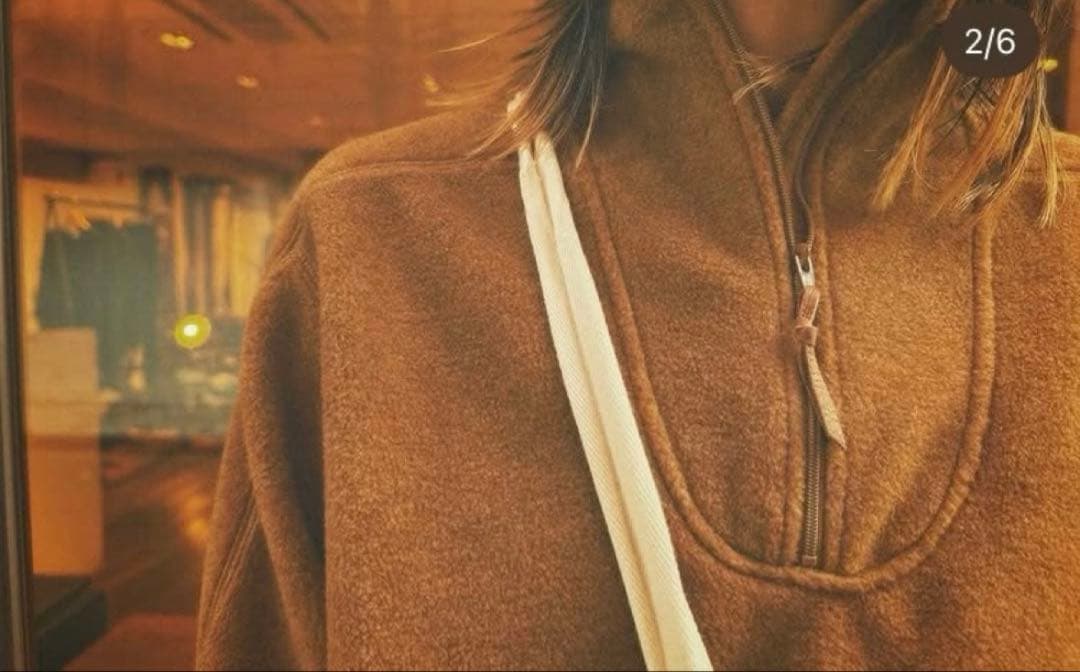 nowosブラウン フリース ハーフジップ トレーナー