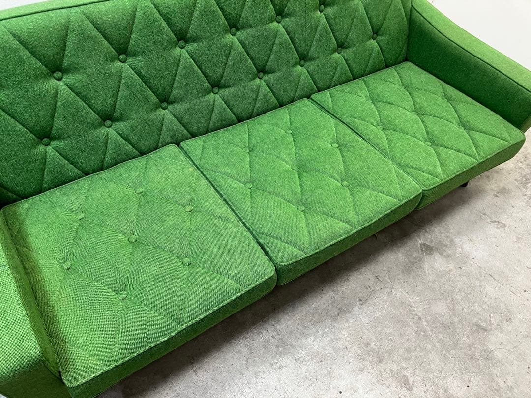 【カリモク60】ロビーチェア 3シーター グリーン