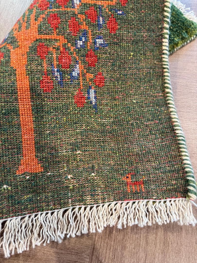 ギャッベ ペルシャ絨毯 61x44cmcm ギャベ 玄関 カシュクリ手織りラグ