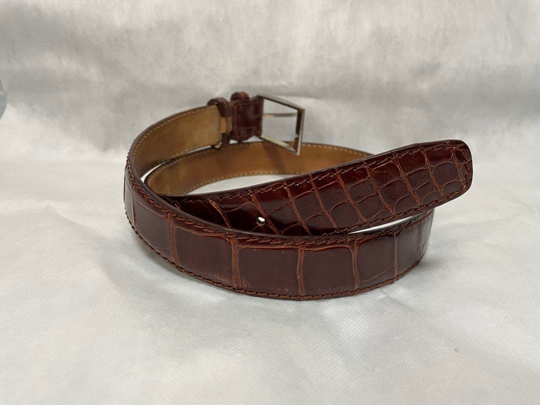 VACCARI　ヴァッカーリ　クロコダイル　クロコ　ベルト　ミディアムブラウン