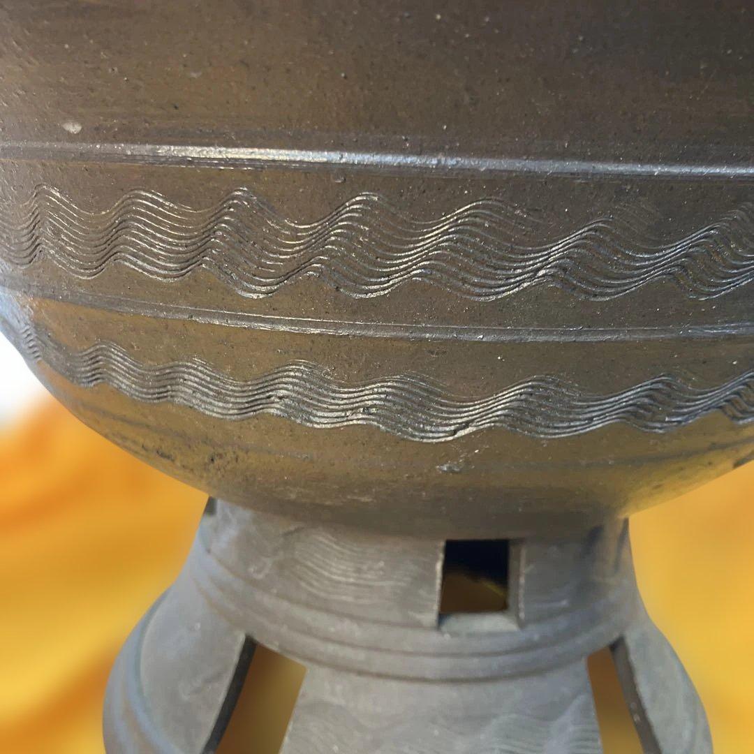 骨董 華道道具 花器 新羅土器 高杯花器 桐共箱 S759ANK