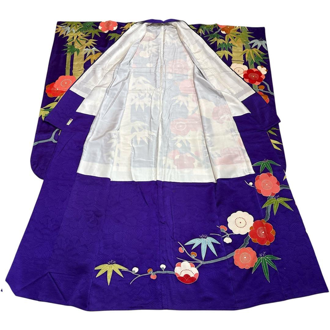 (う67) 紫翠(しすい)の花鼓✨梅彩きらめく雅のアンティーク振袖㊗️ ③点セット