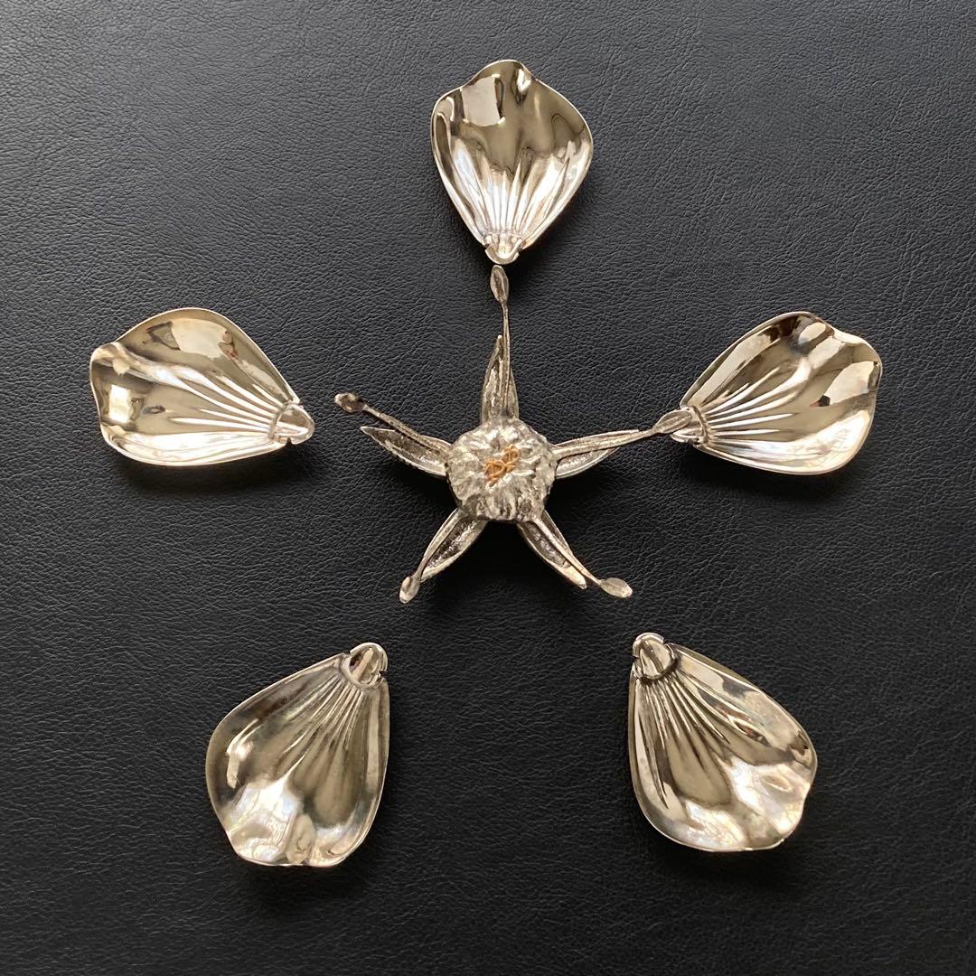 花びら トレイ プレート 小物置き 灰皿 置物 金属 銀色 レトロ ヴィンテージ