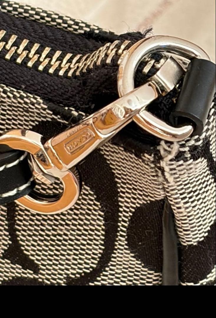 【極美品】COACH コーチ アクセサリーポーチ キャンバス 黒 6094