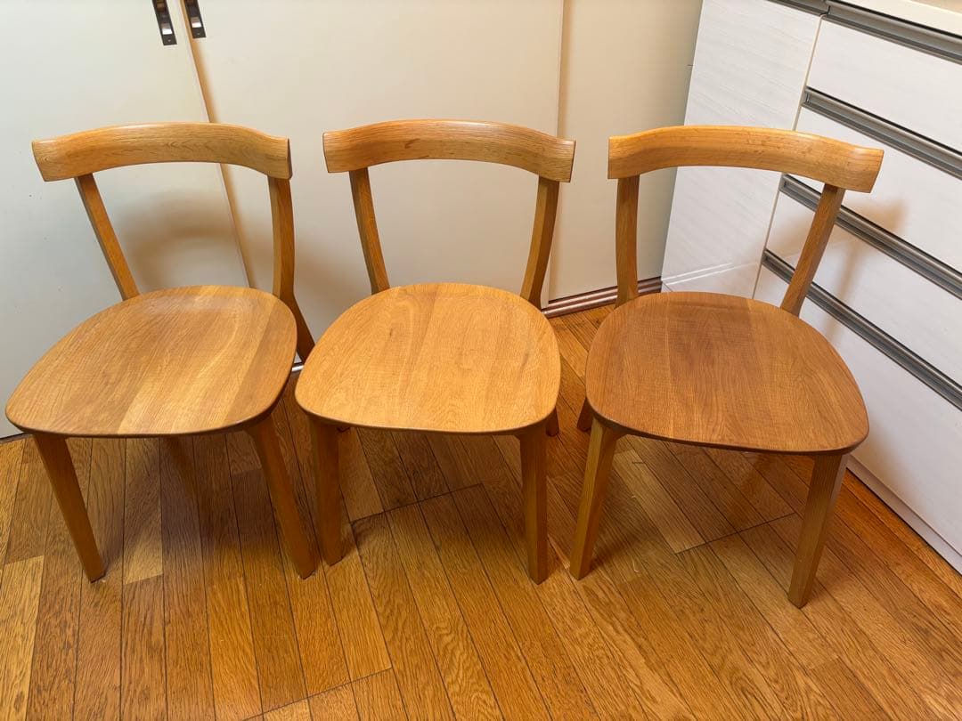 天然楢材 木製ダイニングチェア 3脚セット
