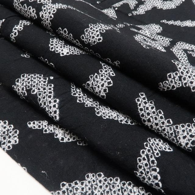 新品 有松鳴海絞り 文字柄 モノトーン 夏着物 トール 高級浴衣 5877①