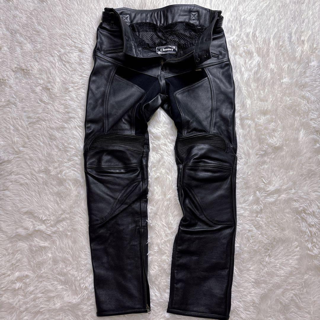 Clooney ライディングパンツ レザーパンツ オートバイ 用 36 本革 黒