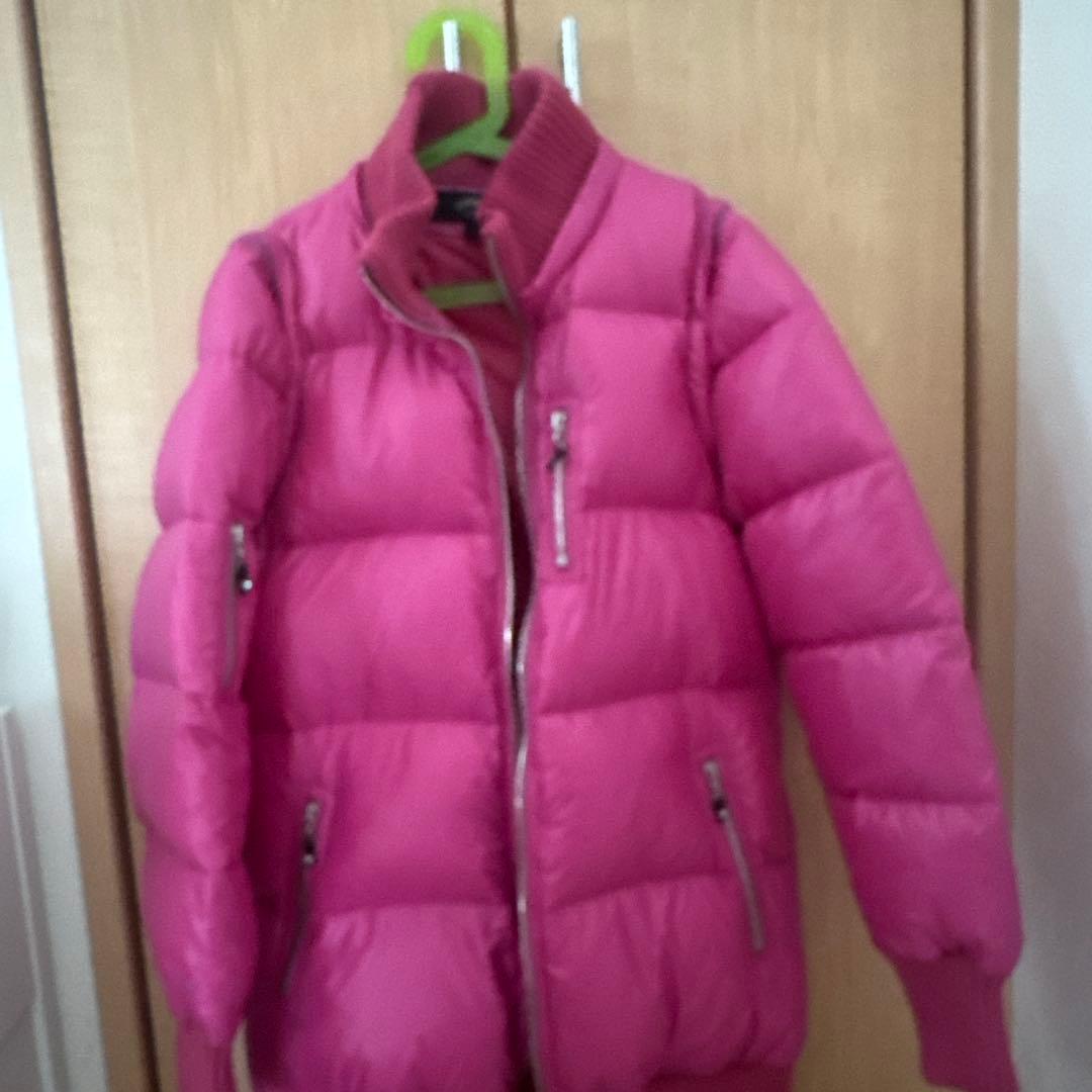 ピンク ダウンジャケット フード付き