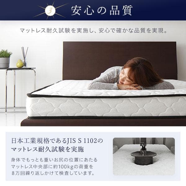 マットレス ボンネルコイル シングル 快眠 高密度 ニット生地 通気性 1年保証