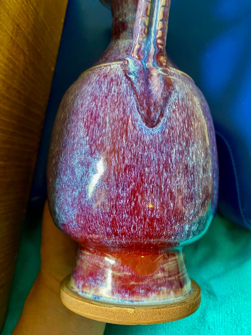 中国元時代鈞窑紫紅斑釉变龍口挚壶箱付きサイズ高さ約29cm径11cm