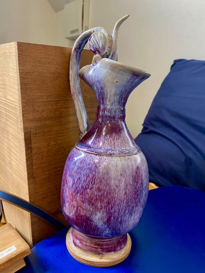 中国元時代鈞窑紫紅斑釉变龍口挚壶箱付きサイズ高さ約29cm径11cm