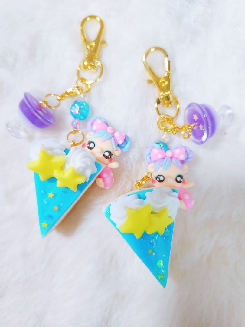 七夕チーズケーキ　バンビ　フェイクスイーツ　樹脂粘土　スイーツデコ　チャーム