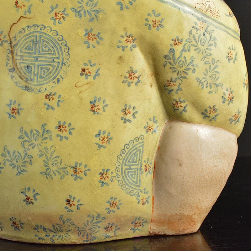 中国　景徳鎮　粉彩　布袋唐子像　置物　V　R7372