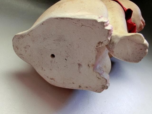 招き猫■とっても可愛らしくて味わいのある招き猫 置物 土人形(明治期)■29cm