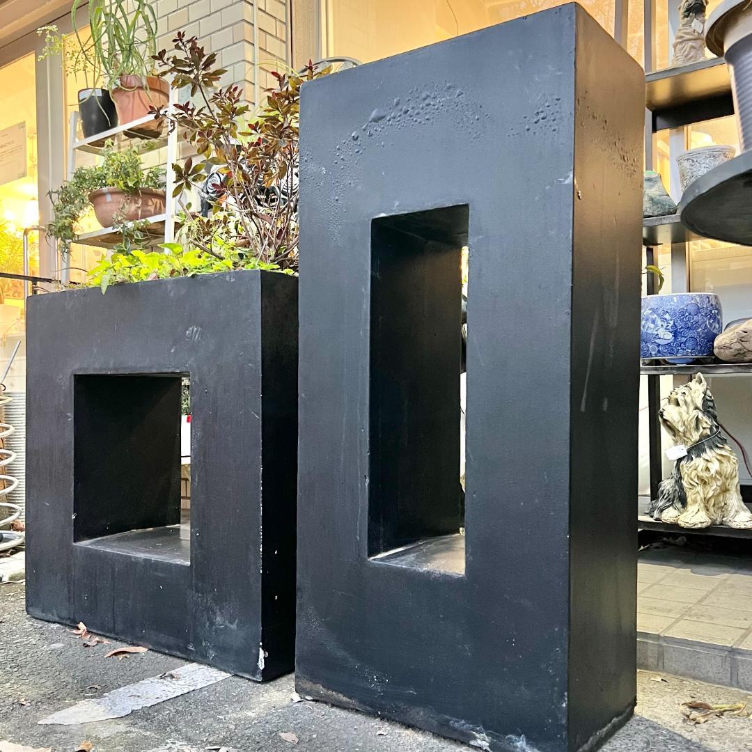 i＊【 2個セット 】ガーデンポット ガーデンインテリア 大・小セット ブラック