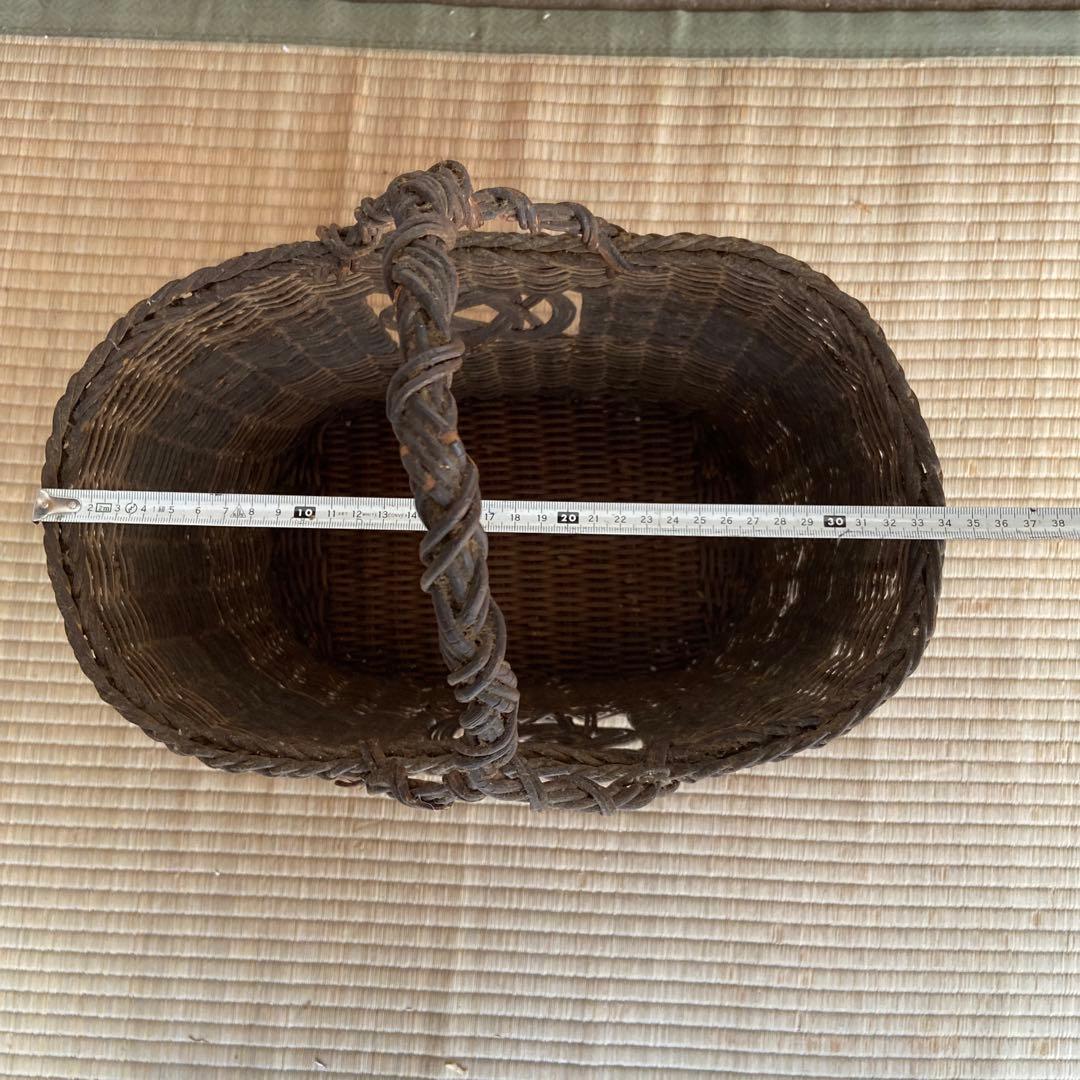 あけび　編みかごバッグ　編み籠　模様編み　ワンハンドル　かごバッグ