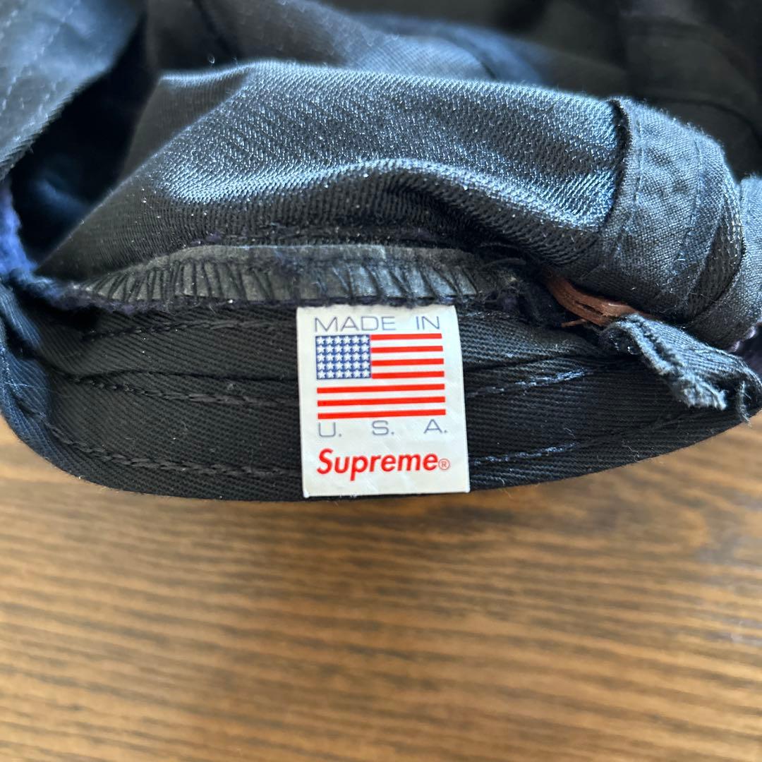 シュプリーム　キャップ　ネイビー　コーデュロイ
