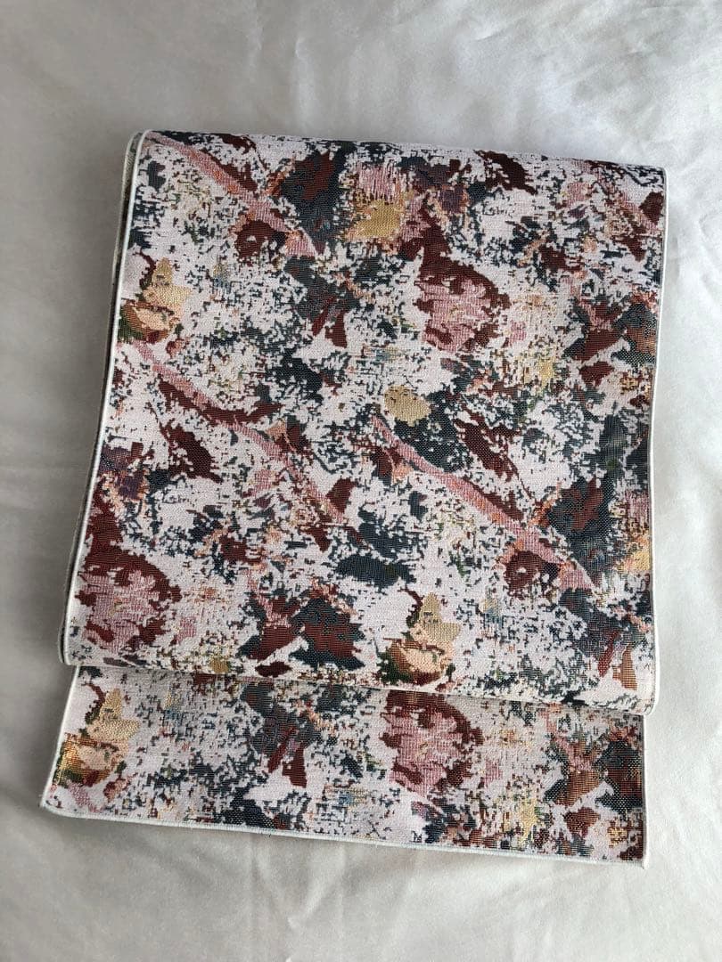 大人兵児帯　パレット　シェニールジャガードの長尺兵児帯　半幅帯