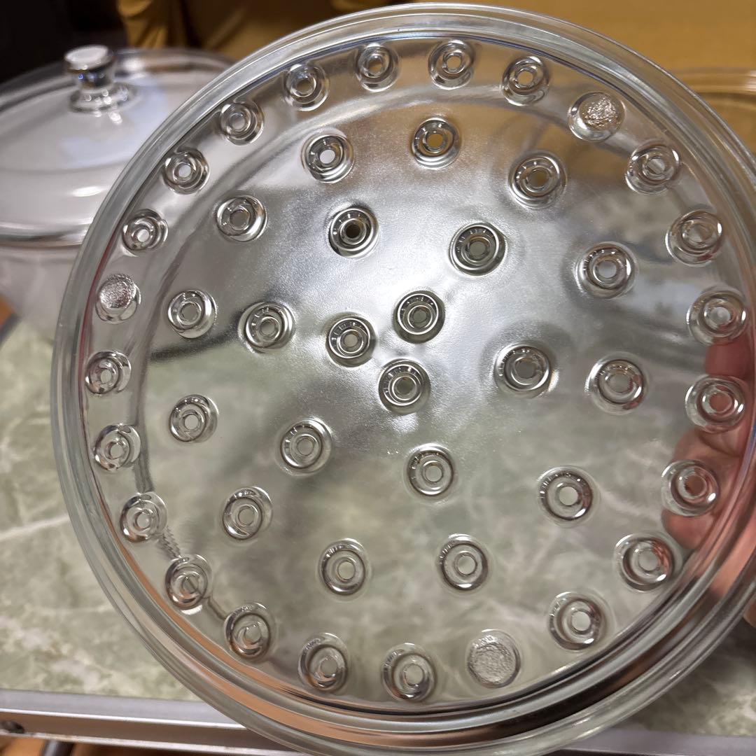 未使用フランス製リュミナルクガラス製蒸し器2段、説明書レシピ付