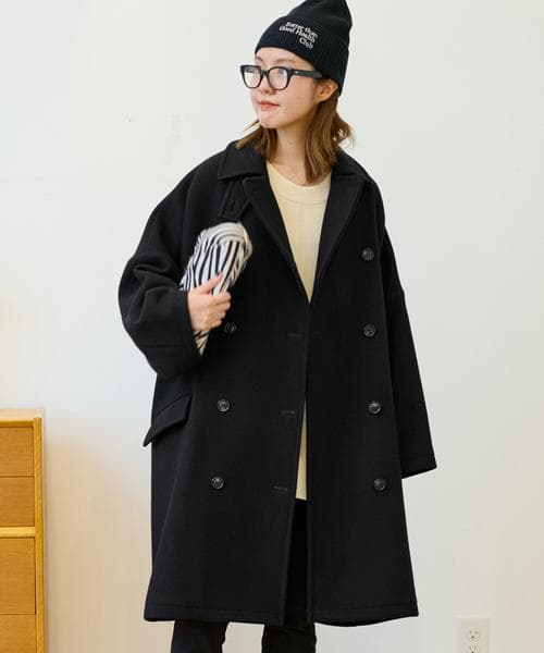 Mayuko✴︎FRAMeWORK ロング Pコート　36　ネイビー