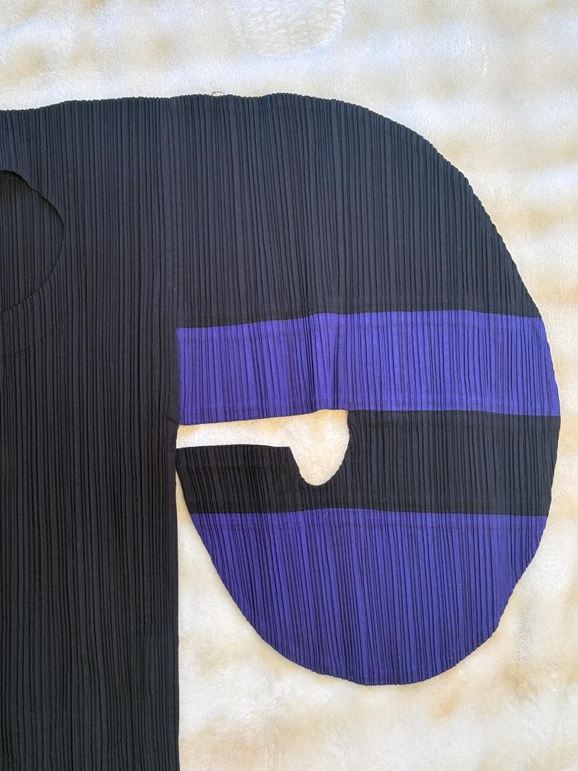 [超希少] ISSEY MIYAKE 平面 二次元 変形 ボーダー入りプリーツ