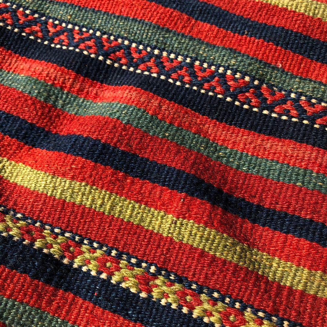 アンティーク クルド系 スマック織 鞍掛袋を開いたランナー 手織りトライバルラグ