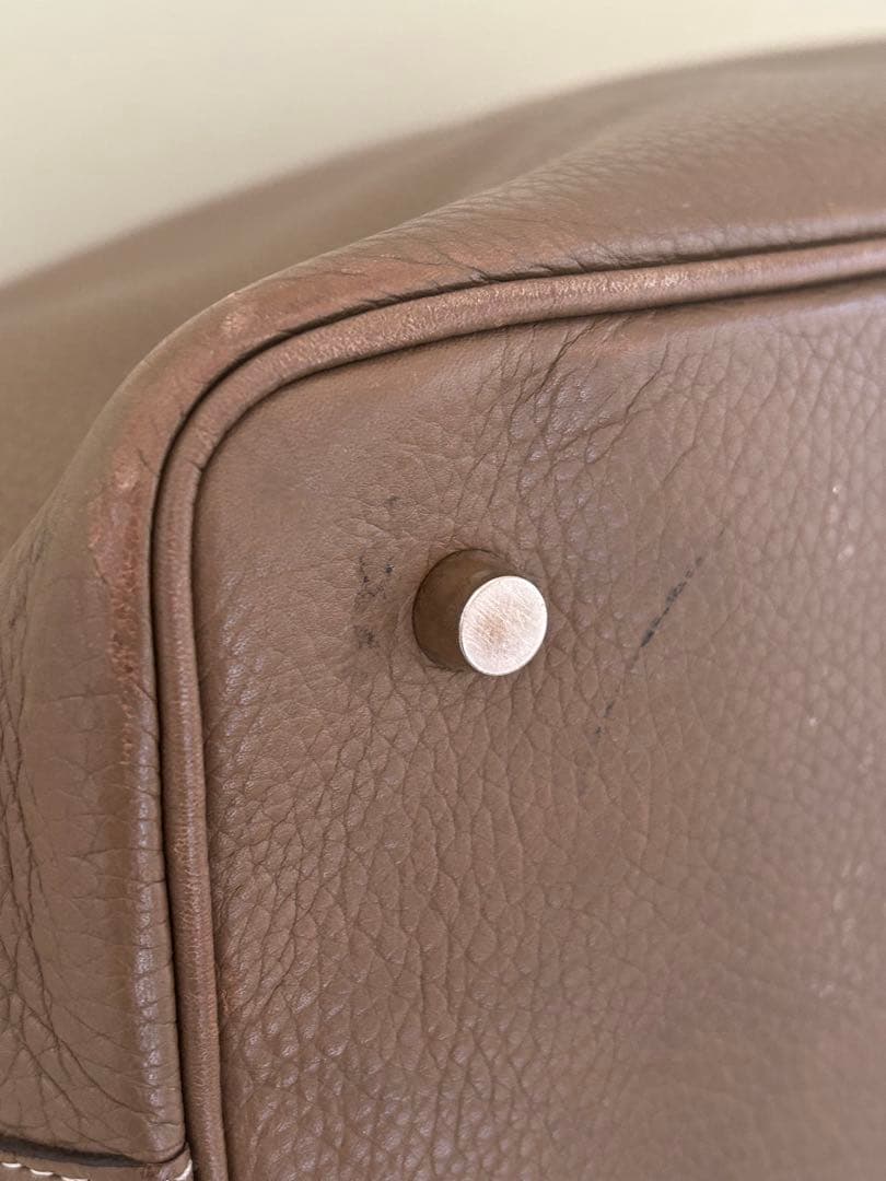 シセイ　メンズレザー トートバッグ　ベージュ