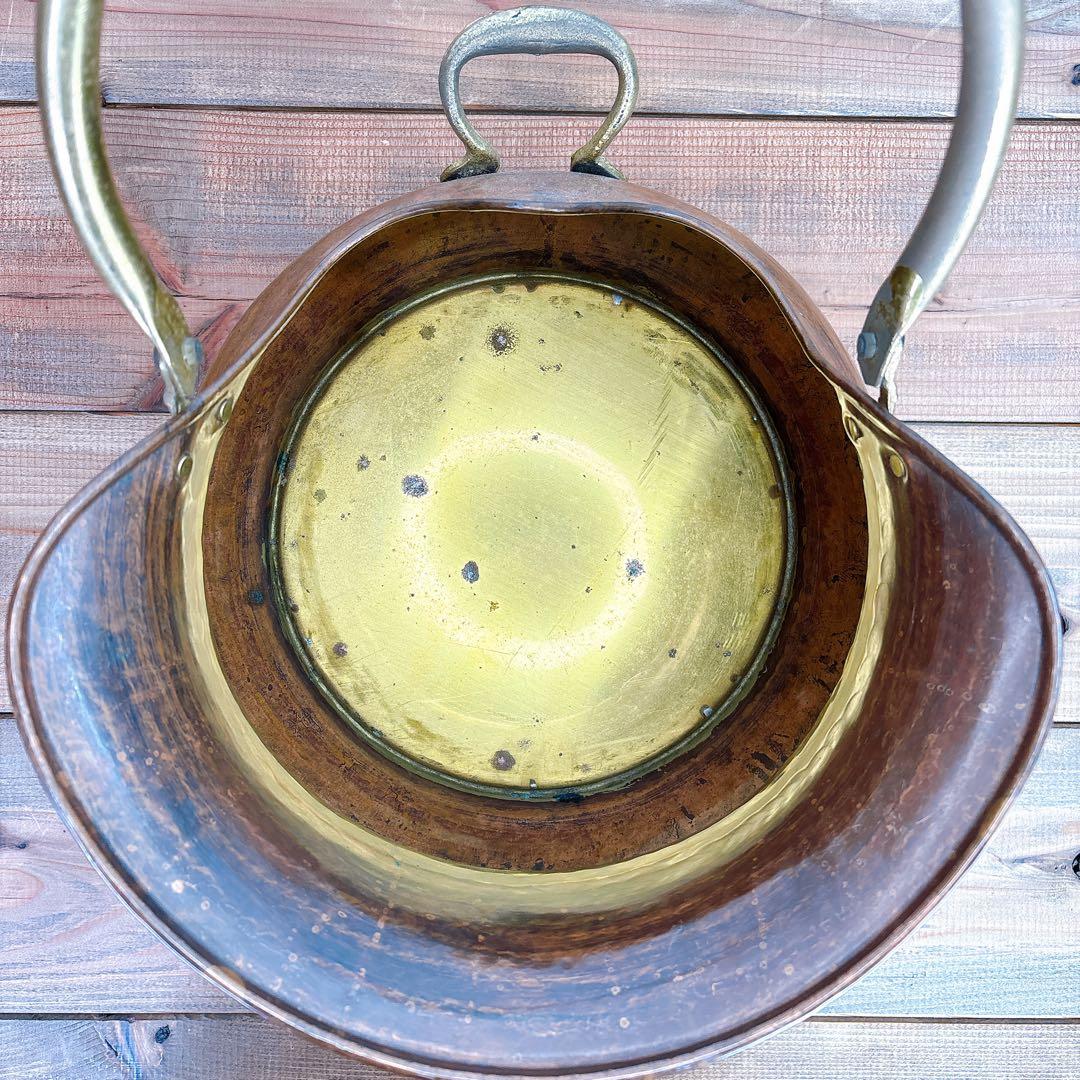 希少品 コッパーコールバケツ イタリア製 暖炉道具 石炭 炭入 ファイヤーツール