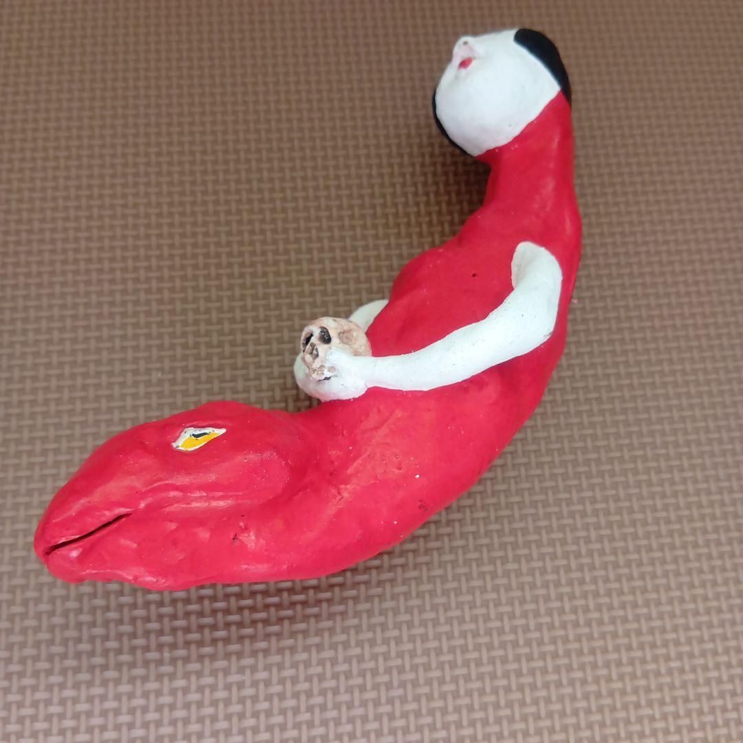 現代陶芸家 相場るい児 「少女土鈴」土人形 手捏ね 艶物 ツチノコ 髑髏