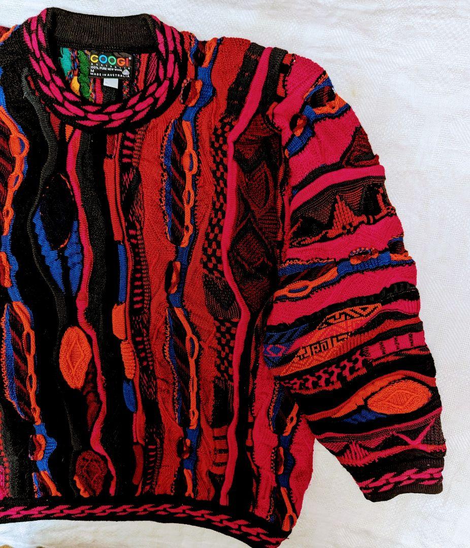 COOGI クージーウールセーター Mサイズマルチカラー3Dニットド派手