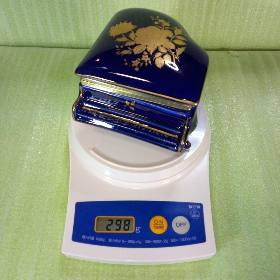 青いピアノ型オルゴール　花柄　KATO KOGEI　グリーンスリーブス　レア