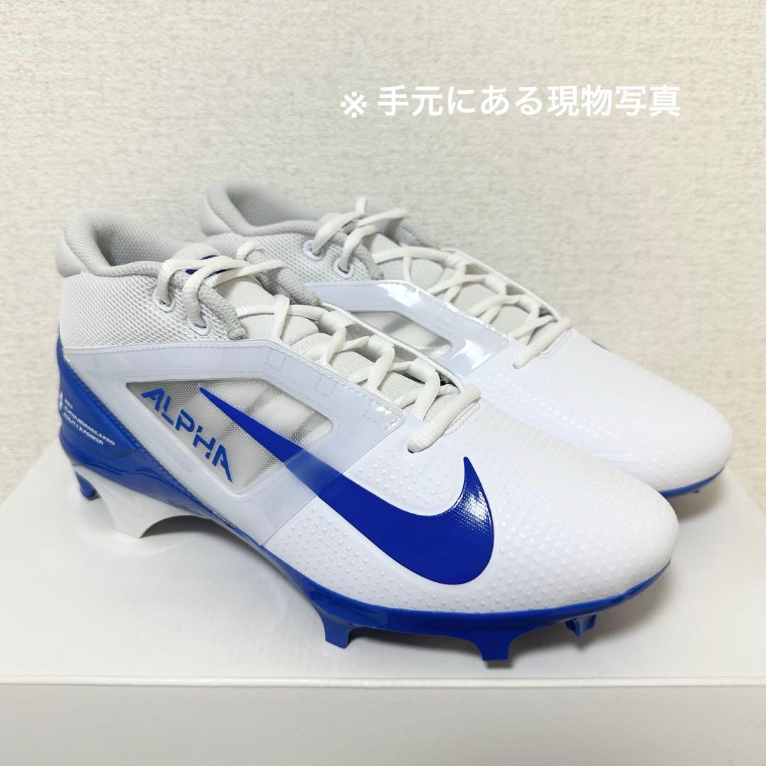 ナイキ 28 アルファメナス プロ アメフト スパイク シューズ 靴 白 青
