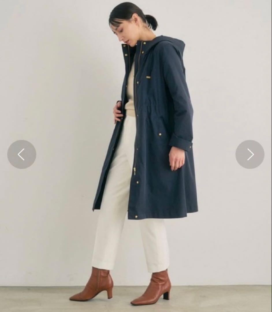 アナイANAYI ブライトツイルライナー付モッズコート　紺ネイビー