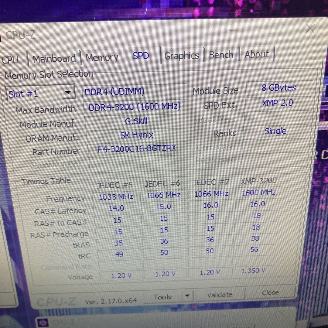 G.SKILL Trident Z RGB 16GB 3200 Memtest済