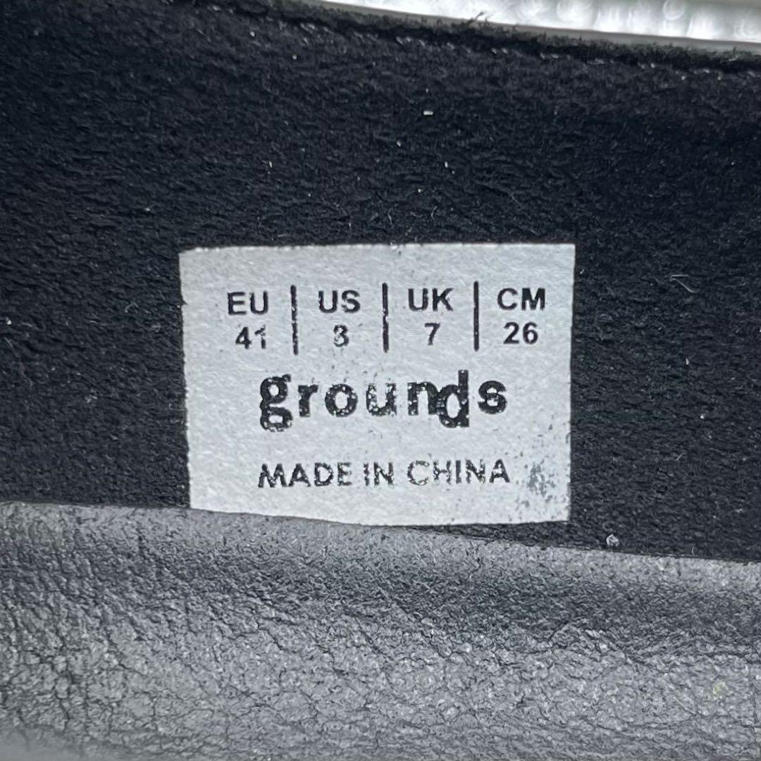 美品 グラウンズ ジュエリー ローファー 26 ブラック エナメルレザー 厚底