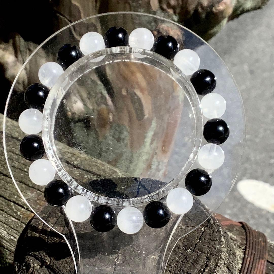 ✳希少貴重の黒平水晶*白黒ブレスレット‼️高品質を安価出品　おまとめ買い大歓迎‼️