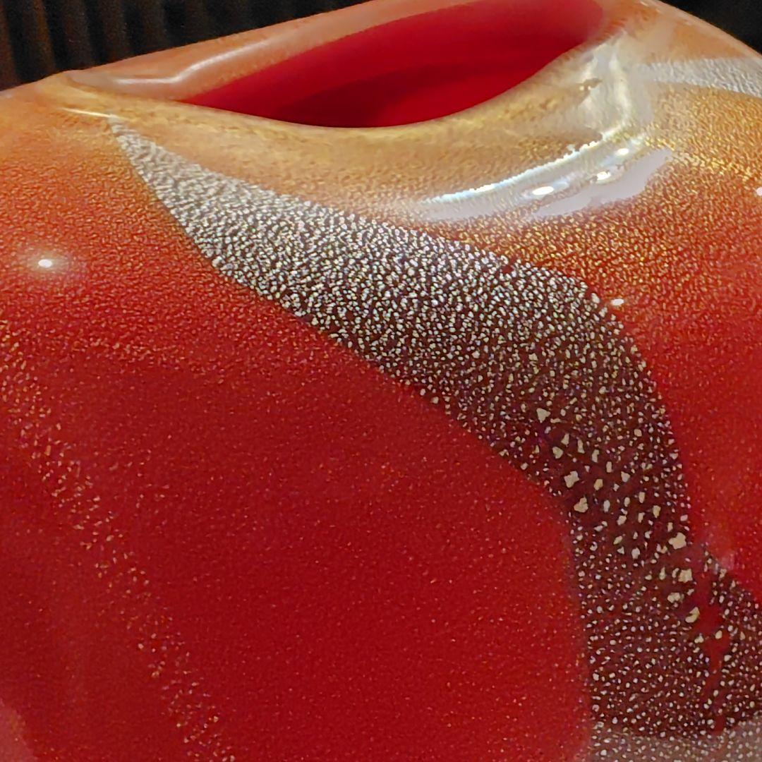 【極美品】琉球ガラス 名工 末吉清一作 大壺 花瓶 共箱・経歴書付 金箔 銀箔