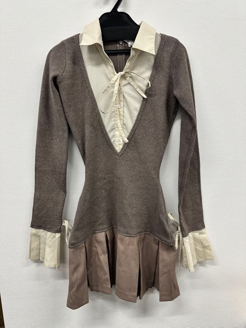 新品　Darich ダーリッチ　シャツドッキングプリーツミニワンピース