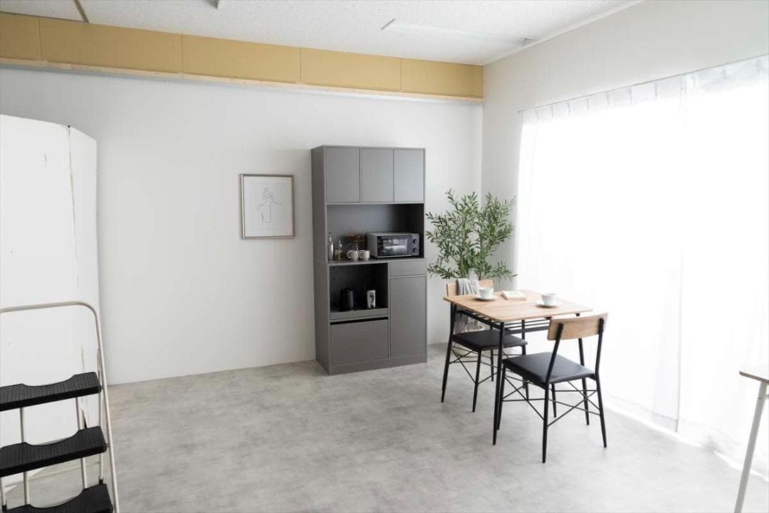 【送料無料】食器棚 キッチン収納 コンセント付き 木目調 ブラウン グレー