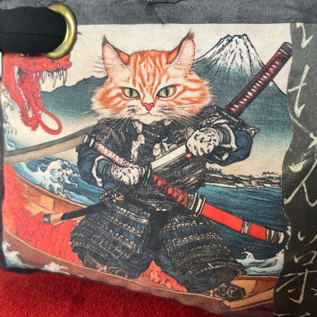 侍猫 一閑張り バッグ かごバッグ ハンドバッグ 和柄 猫 龍 小さめ