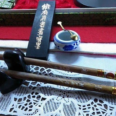 ２０９蔵出し 骨董品 中国書道セット25cm✕35cm硯作家入り文鎮　超豪華