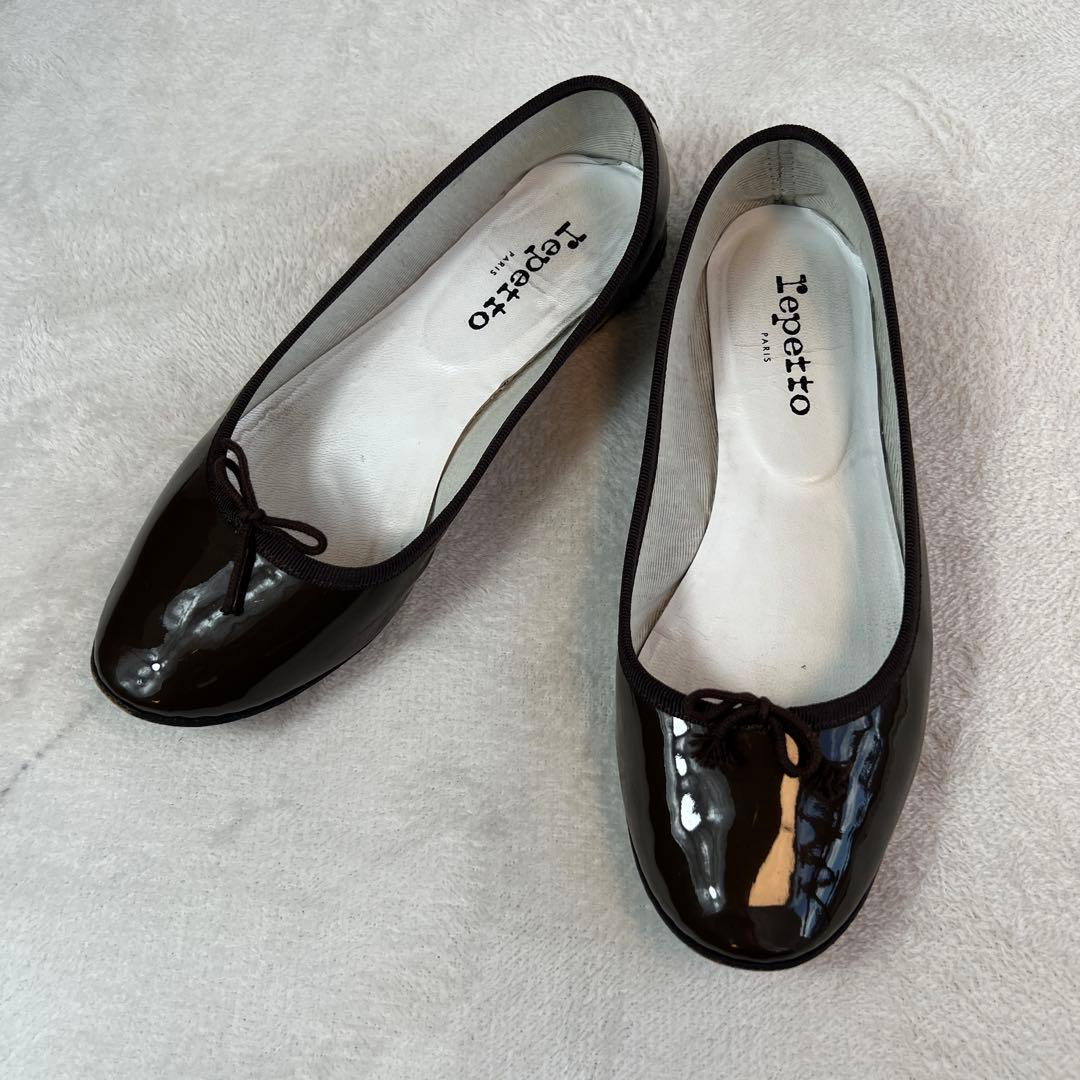 Repetto レペット バレエシューズ エナメル 茶 39