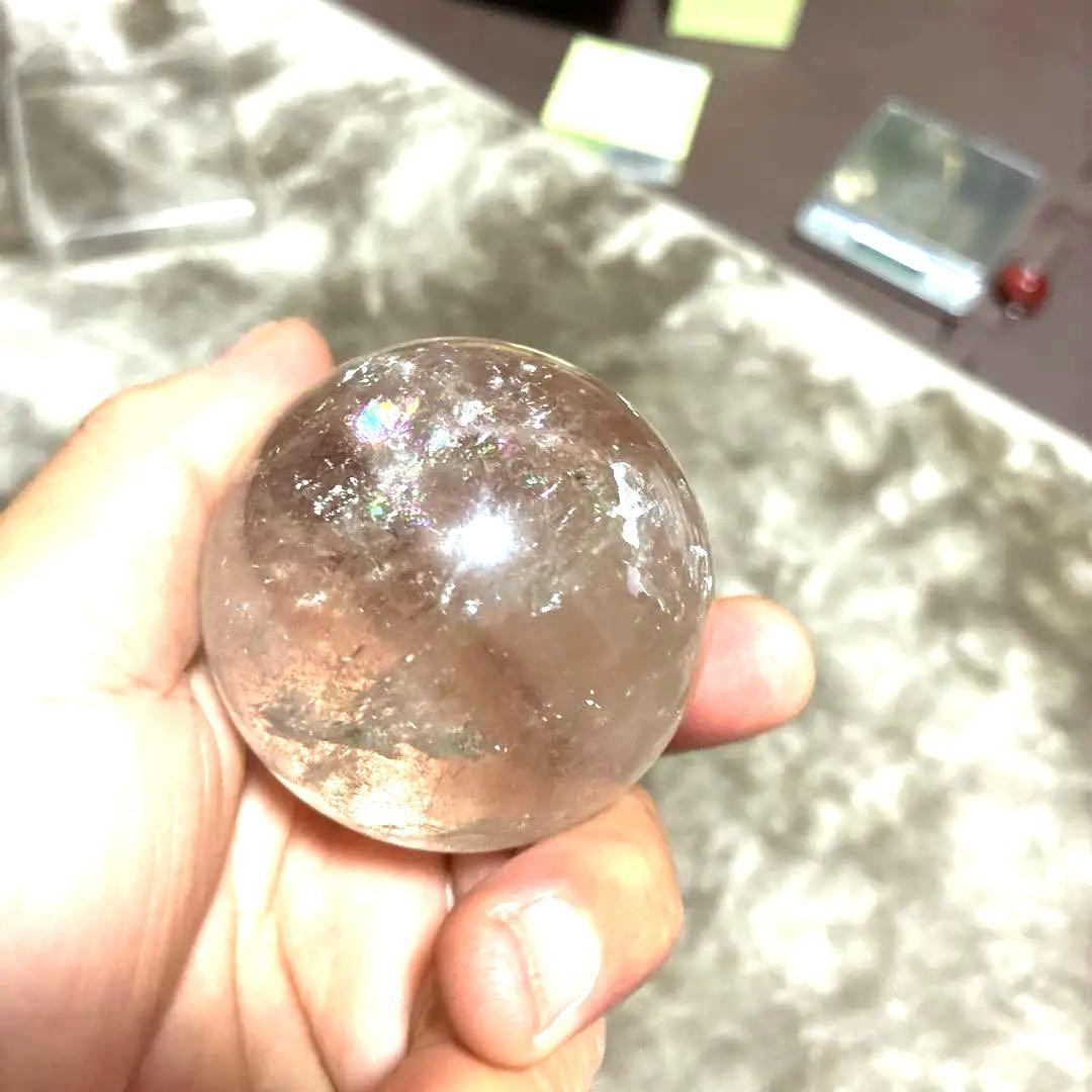 超希少✨虹入り大玉レムリアンシードスモーキー285g　スフィア　丸玉